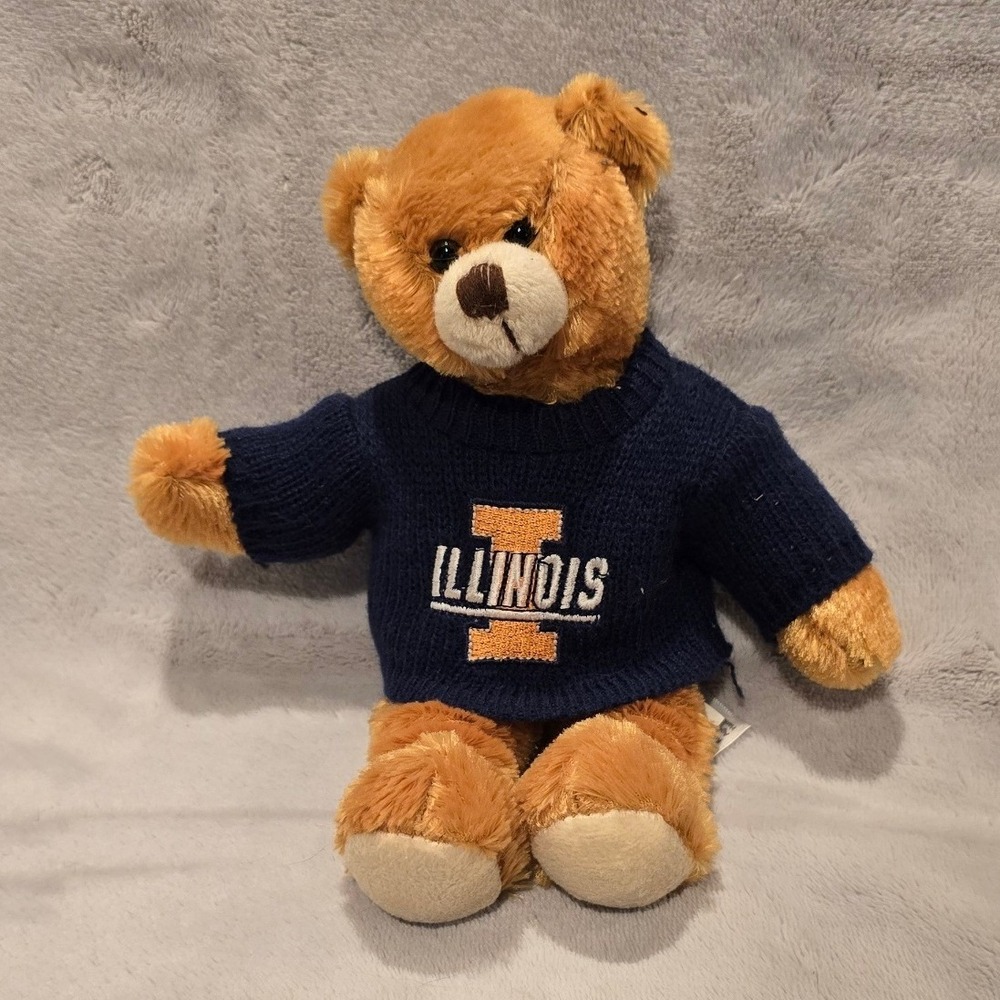 Plushland University of Illinois Fighting Illini Teddy Bear Navy Sweater 8.5 in